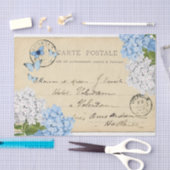 ヴィンテージの青いアジサイのパリの郵便はがきのティッシュペーパー 薄葉紙 (クラフト)