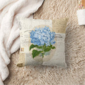 ヴィンテージの青いアジサイのフランスのな短命なものの枕 クッション (ブランケット)