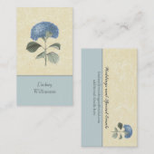 ヴィンテージの青いアジサイの植物の花柄 名刺 (正面/裏面)