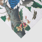 ヴィンテージの青いジェイの鳥のコラージュのパターン。 薄葉紙 (詳細)