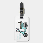 ヴィンテージの青いスクーターの荷物のラベル"私はできました… " ラゲッジタグ (正面縦)