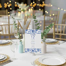 ヴィンテージの青いソフトフローラ表の座席表 招待状