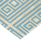 ヴィンテージの青いタイルのギリシャの雷文パターン テーブルクロス (アングル)