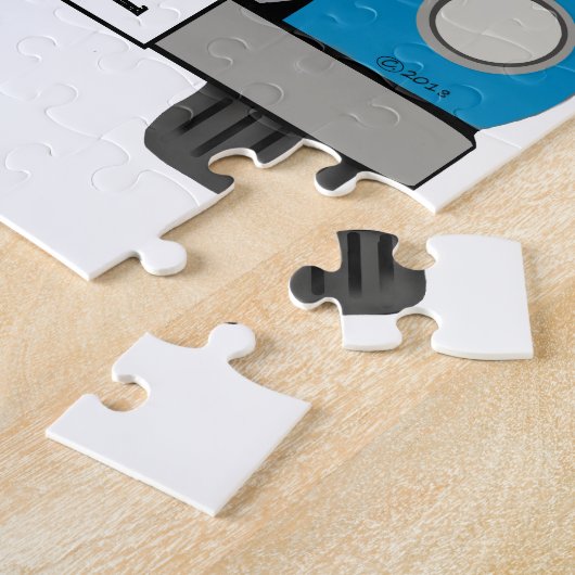 ヴィンテージの青いトラックのパズルは名札を個人化します ジグソーパズル (側面)