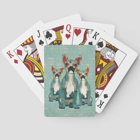 ヴィンテージの青いフレンチ・ブルドッグのトランプ トランプ (裏面)