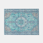 ヴィンテージの青いラグのパターン ドアマット (正面)