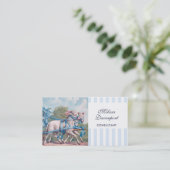 ヴィンテージの青いリボンの子羊ストライプ 名刺 (スタンド正面)