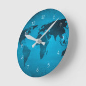 ヴィンテージの青い世界地図 ラウンド壁時計 (傾斜)