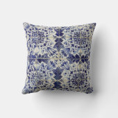 ヴィンテージの青い白いタイルパターン クッション (裏面)