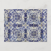 ヴィンテージの青い白いタイルパターン シーズンポストカード (正面)