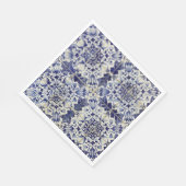 ヴィンテージの青い白いタイルパターン スタンダードランチョンナプキン (角)