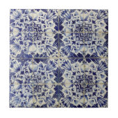 ヴィンテージの青い白いタイルパターン タイル (正面)