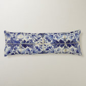 ヴィンテージの青い白いタイルパターン ボディピロー (裏面)