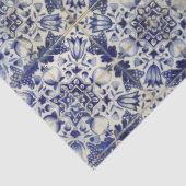 ヴィンテージの青い白いタイルパターン 薄葉紙 (詳細)