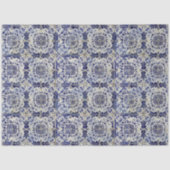 ヴィンテージの青い白いタイルパターン 薄葉紙 (正面)
