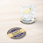 ヴィンテージの青い結婚式の保存日付のコースター ラウンドペーパーコースター (インサイチュ)