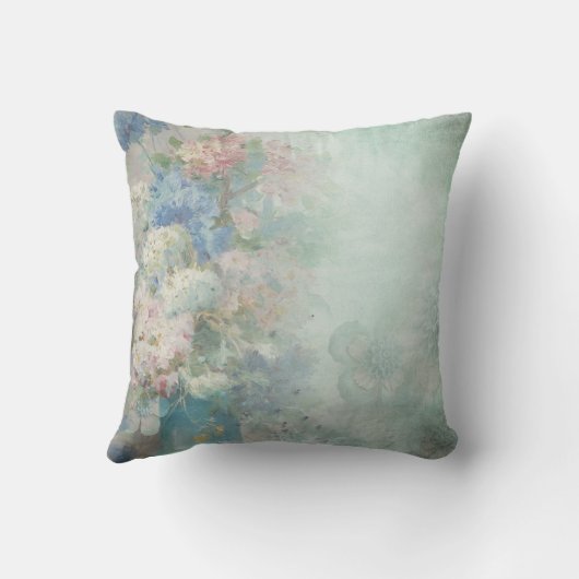 ヴィンテージの青い花の枕 クッション (裏面)