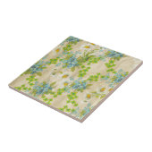 ヴィンテージの青い花柄およびデイジー タイル (側面)