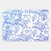 ヴィンテージの青い花模様 ラッピングペーパーシート (正面2)