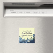 ヴィンテージの青い花淡い色のアイボリー保存日付 マグネット (インサイチュ (食洗機))