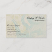 ヴィンテージの青い茶ポットの花 名刺 (裏面)