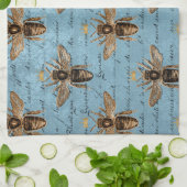 ヴィンテージの青い蜂蜜の蜂 キッチンタオル (折り畳み)