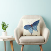 ヴィンテージの青い蝶枕 クッション (椅子)