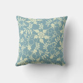 ヴィンテージの青い蝶花柄の装飾用クッション クッション (裏面)