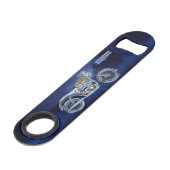 ヴィンテージの青い金きらめくなクロムチョッパー スピード栓抜き (正面アングル)