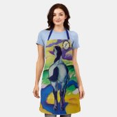 ヴィンテージの青い馬のギフトパーソナライズされた エプロン (着用した状態)