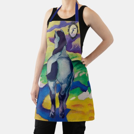 ヴィンテージの青い馬のギフトパーソナライズされた エプロン (インサイチュ)