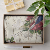 ヴィンテージの青い鳥とクラウンとバラのデコページ 薄葉紙 (ギフト)