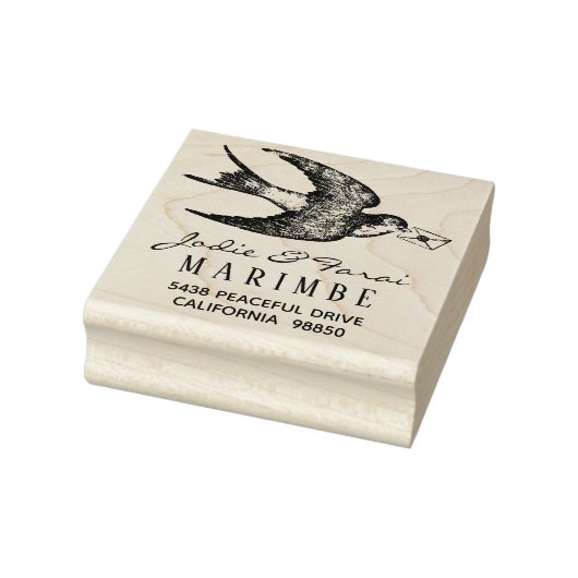 ヴィンテージの青い鳥とレターの住所スタンプ ラバースタンプ (スタンプ)