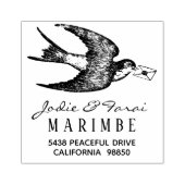 ヴィンテージの青い鳥とレターの住所スタンプ ラバースタンプ (インプリント)