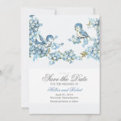 ヴィンテージの青い鳥の冬の結婚式の保存日付 セーブザデート (正面)