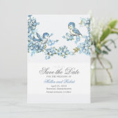 ヴィンテージの青い鳥の冬の結婚式の保存日付 セーブザデート (スタンド正面)