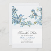 ヴィンテージの青い鳥の冬の結婚式の保存日付 セーブザデート (正面/裏面)