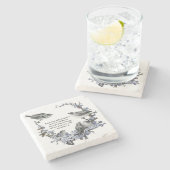 ヴィンテージの青い鳥の聖なる書物、経典 ストーンコースター (横)