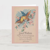 ヴィンテージの青い鳥の良い願いグリーティングカード カード (正面)