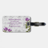 ヴィンテージの青い鳥、紫の花、楽譜 ラゲッジタグ (裏面横)