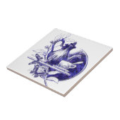 ヴィンテージの青いTeapot&Butterfliesの装飾的なタイル タイル (側面)