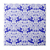 ヴィンテージの青および白い渦巻 タイル (正面)