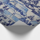 ヴィンテージの青か白いクリスマスの休日/家のGrosch ラッピングペーパー (角)