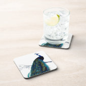 ヴィンテージの青くエレガントでカラフルな孔雀 コースター (右側)