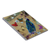 ヴィンテージの青くカラフルな孔雀のかわいい蝶 ノートブック (右側)