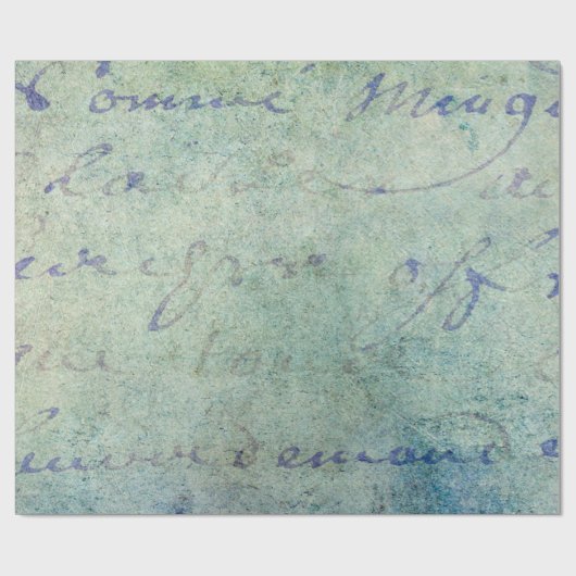 ヴィンテージの青くフランスのな原稿の硫酸紙 ラッピングペーパー (フラット)