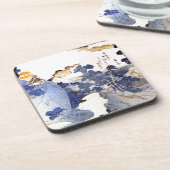 ヴィンテージの青く日本のな芸術 コースター (左側)