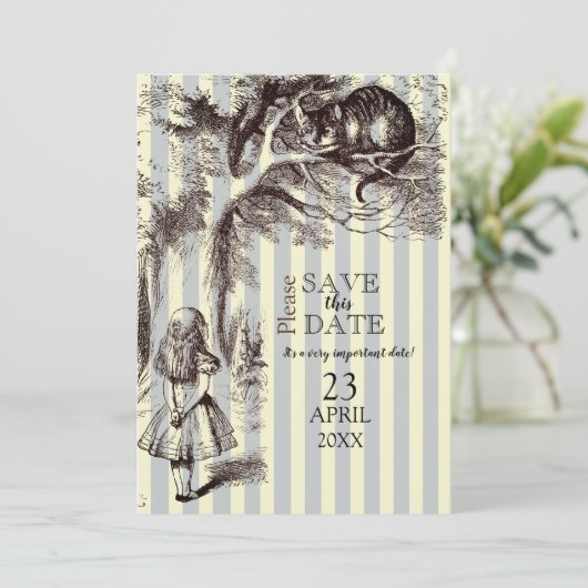 ヴィンテージの青とストライプの白のアリス セーブザデート (スタンド正面)