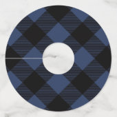 ヴィンテージの青と白のクリスマスツリーパターン ワイングラスタグ (裏面)