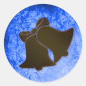 ヴィンテージの青と茶色の結婚鐘のシール ラウンドシール (正面)